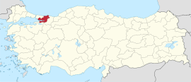 Location of the——province within Turkey