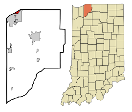 LaPorte County Indiana Incorporated and Unincorporated areas Long Beach Highlighted.svg