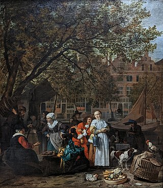 <i>The Vegetable Market in Amsterdam</i> Painting by Gabriël Metsu