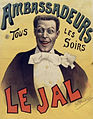 Advertising poster of the French chansonnier Victor Lejal in the Ambassadeurs, 1890