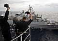 Leyte Gulf bids farewell to the Turkish navy frigate TCG Kemalreis. (15643239857).jpg