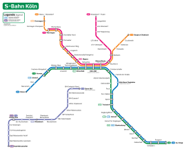 Lijnennetkaart S-Bahn van Keulen