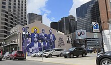 Mural of Buddy Bolden's band Little Gem Downriver Side Rampart St New Orleans Sept 2018.jpg