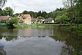 English: Lobeč, a village in Mělník district, Czech Republic, a pond on the common. Čeština: Lobeč okres Mělník ulice, návesní rybník