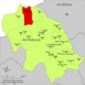Розташування муніципалітету у комарці Альто-Палансія