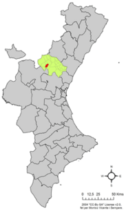 Localização do município de Teresa na Comunidade Valenciana