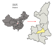 Location of Xi'an within Shaanxi Location of Xi'an Prefecture within Shaanxi (China).png