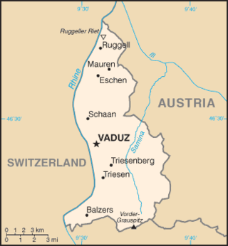 Kaart van Liechtenstein