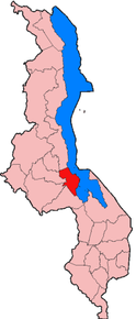 Harta districtului Salima în cadrul statului Malawi