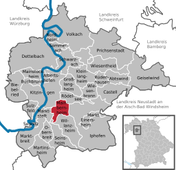 Läget för Mainbernheim i Landkreis Kitzingen