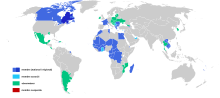 La Francophonie map (dozens of countries in Africa, Europe, Asia and Latin America are members of this international organisation.