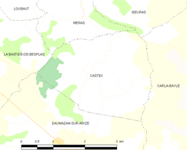 Mapa obce Castex
