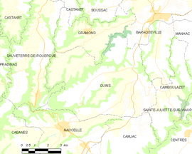 Mapa obce Quins