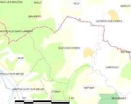 Mapa obce Olizy-sur-Chiers