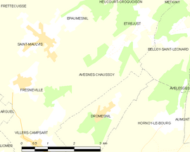 Mapa obce Avesnes-Chaussoy