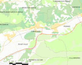 Mapa obce Carnoules