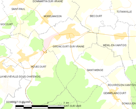 Mapa obce Gironcourt-sur-Vraine