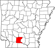 Map of Arkansas highlighting Ouachita County.svg