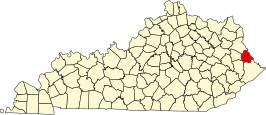 Locatie van Martin County in Kentucky