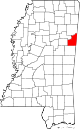 Округ Лоундес на карте штата.