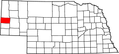 State map highlighting Scotts Bluff County