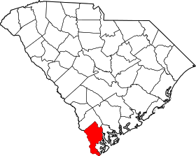 Map of South Carolina highlighting Jasper County.svg