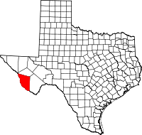 Map of Teksas highlighting Presidio County