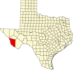 Karte von Texas mit Hervorhebung von Presidio County