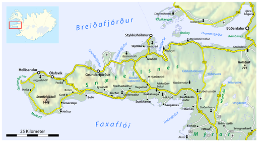 Map of the Snæfellsnes peninsula