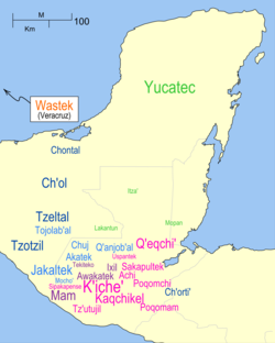 Map of Mayan languages