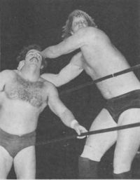 Graham (left) during a 1982 match against David Von Erich Mike Graham (left) and David Von Erich, 1982.png