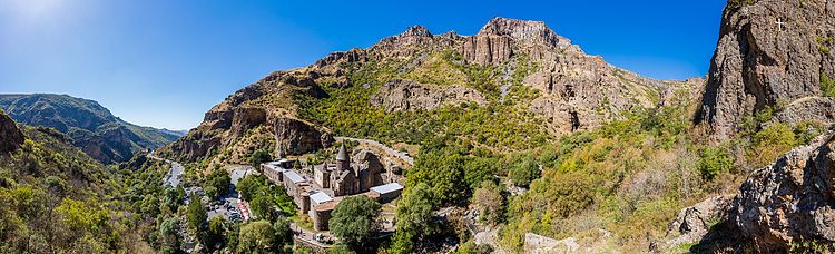 Панорама монастыря Гегард в Армении