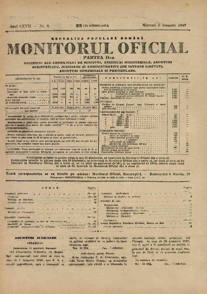 File:Monitorul Oficial al României. Partea a 2-a 1949-01-05, nr. 004.pdf