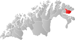 Lage der Kommune in der Provinz Troms og Finnmark