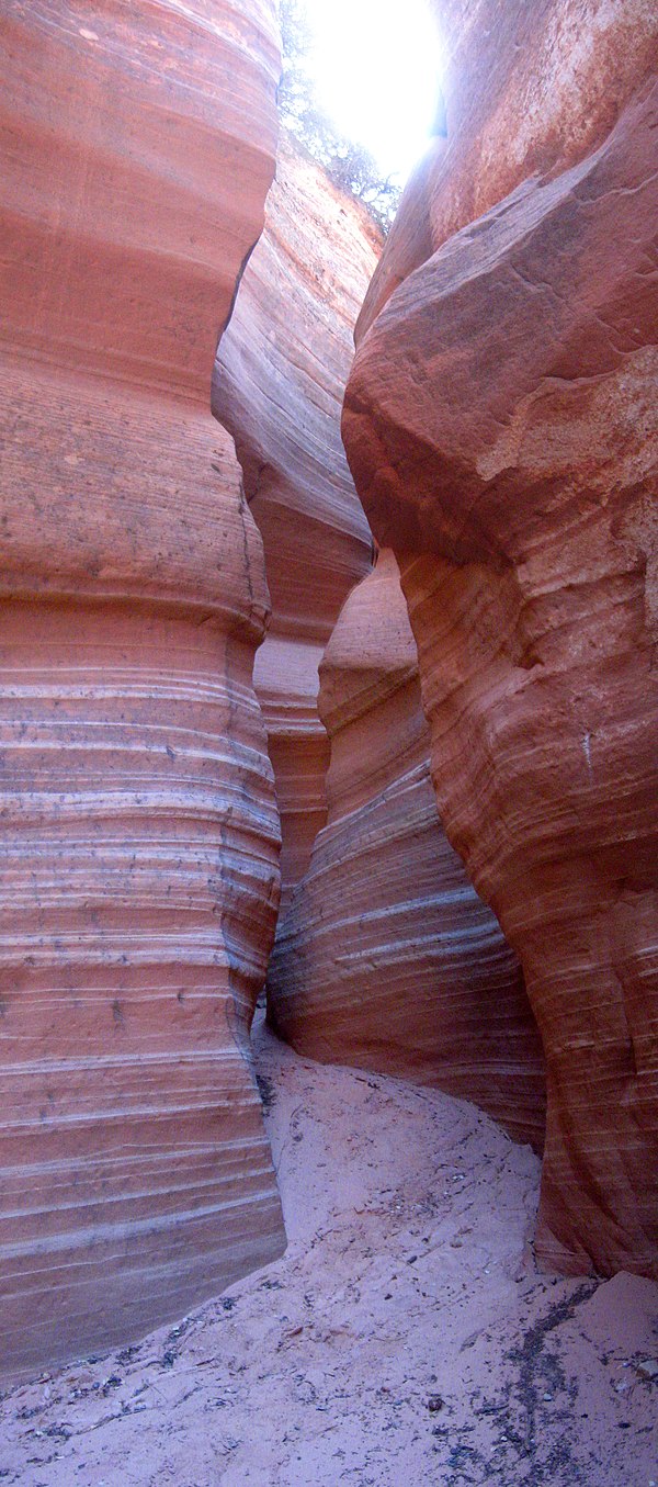 Narrows in Diana's Throne Canyon, also known as the Huntress Slot in vicinity of Mount Carmel Junction.