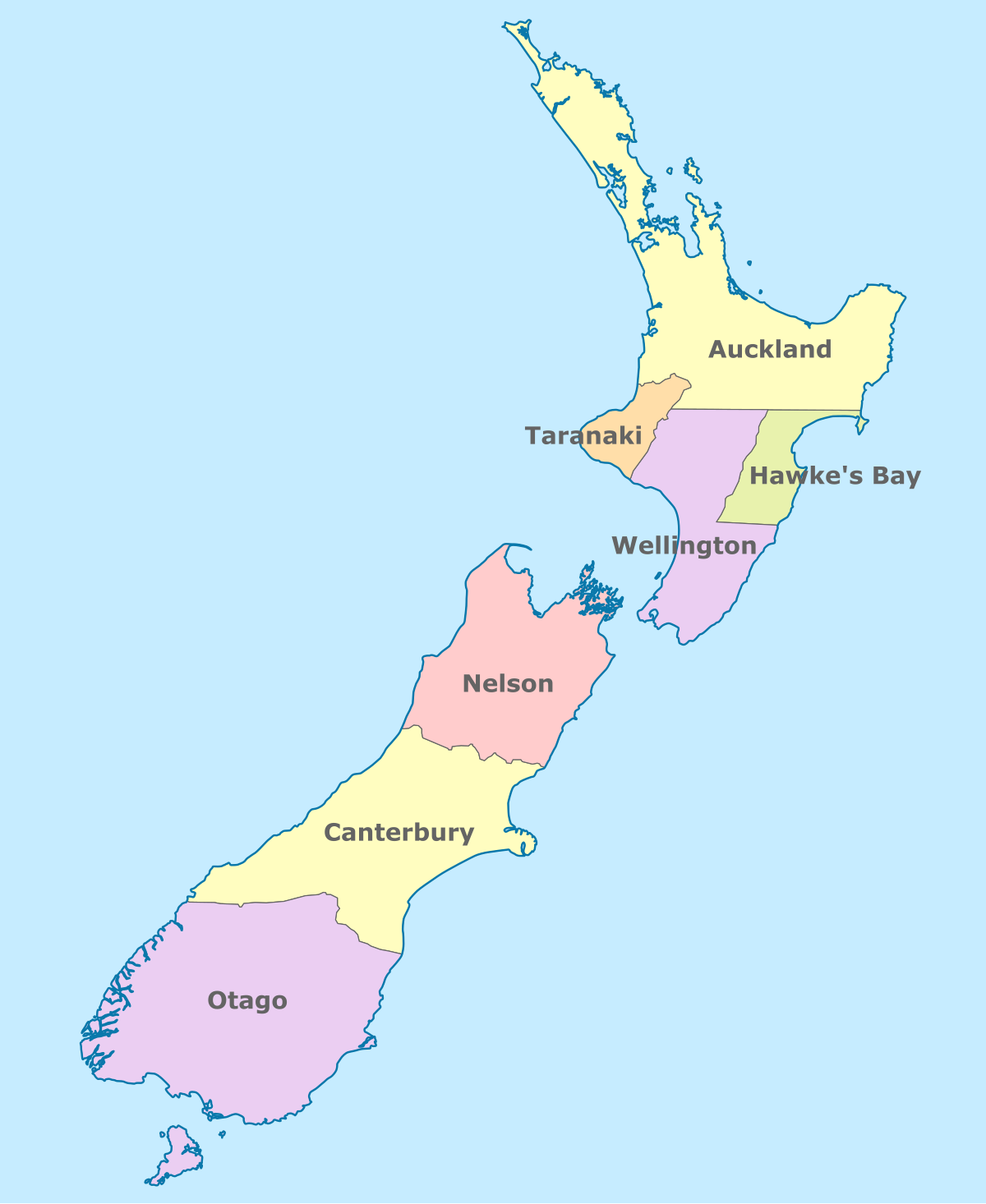 New Zealand Provinces Map Provinces Of New Zealand - Wikipedia