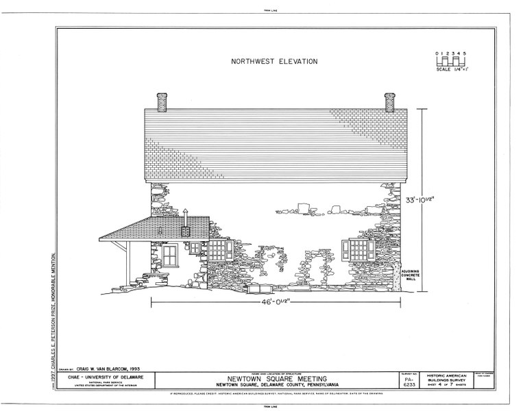 File:Newtown Square Meeting House, 120 North Newtown Street Road, Newtown Square, Delaware County, PA HABS PA,23-NEWSQ,1- (sheet 4 of 7).tif