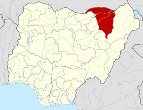 Harta statului Yobe în cadrul Nigeriei