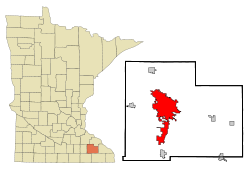 Olmsted County Minnesota Incorporated and Unincorporated areas Rochester Highlighted.svg