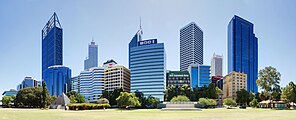 Skyline des CBD von Perth (2012).