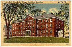 Pfeiffer Hall houses senior and post-graduate boys. Pfeiffer Hall, Tilton Junior College, Tilton, New Hampshire (69019).jpg