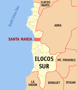 Karte von Ilocos Sur mit hervorgehobener Santa Maria