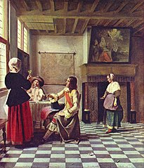Pieter de Hooch, Wife and Husband toasting, 1658.