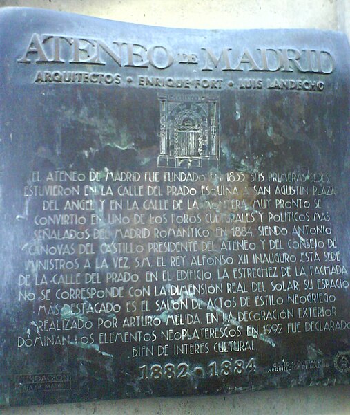 File:Placa del Ateneo de Madrid.JPG