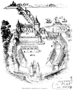 Le château de Pont-l'Abbé en 1400 (avec annotations)