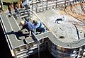 Concrete pool construction using aluminum concrete forms.