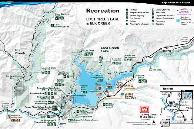 Recreation Map of Elk Creek and Lost Creek Lake