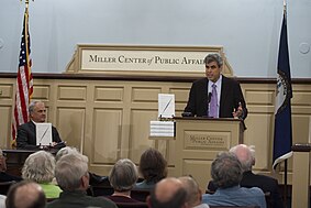 Haidt speaking at the Miller Center of Public Affairs in Charlottesville (March 19, 2012).