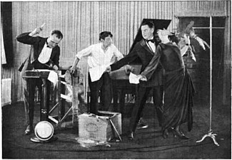 WGY Radio Players performing a dramatic scene from William Vaughn Moody's "The Great Divide" (1923) Radio play at WGY 1923.jpg