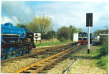 Trains on the Romney, Hythe & Dymchurch Railway Romney Hythe and Dmychurch trains at Dymchurch.jpg